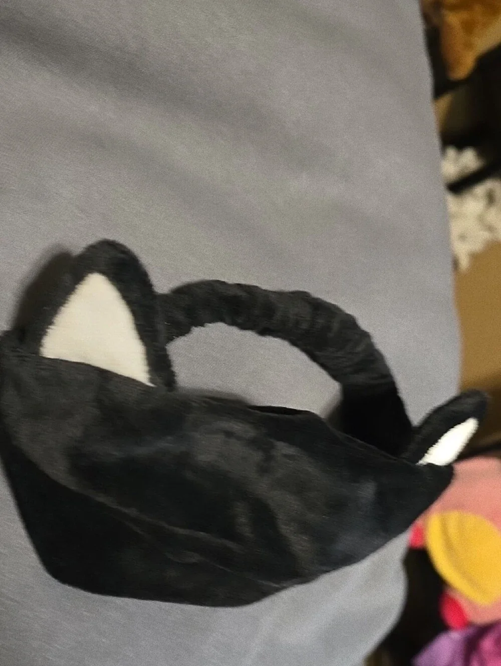 Kids Black Plush Cat Ear Headband